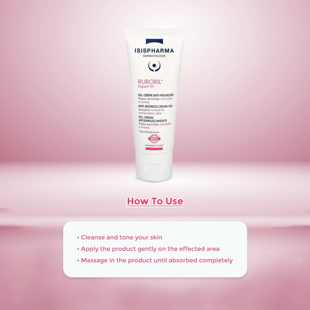 Isis Pharma Ruboril Expert M Sensitive Skin Face Cream - Hypoallergenic & Fragrance-Free Moisturizer for Normal & Combin