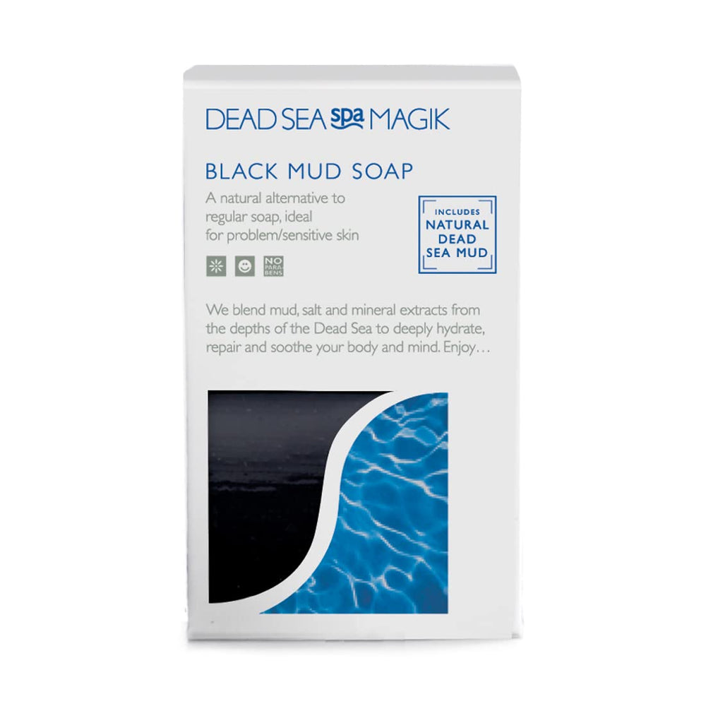 Sea Magik Black Mud Soap for Sensitive Skin - Organic Seaweed & Dead Sea Mud Enriched Cleanser for Face & Body, Natural 