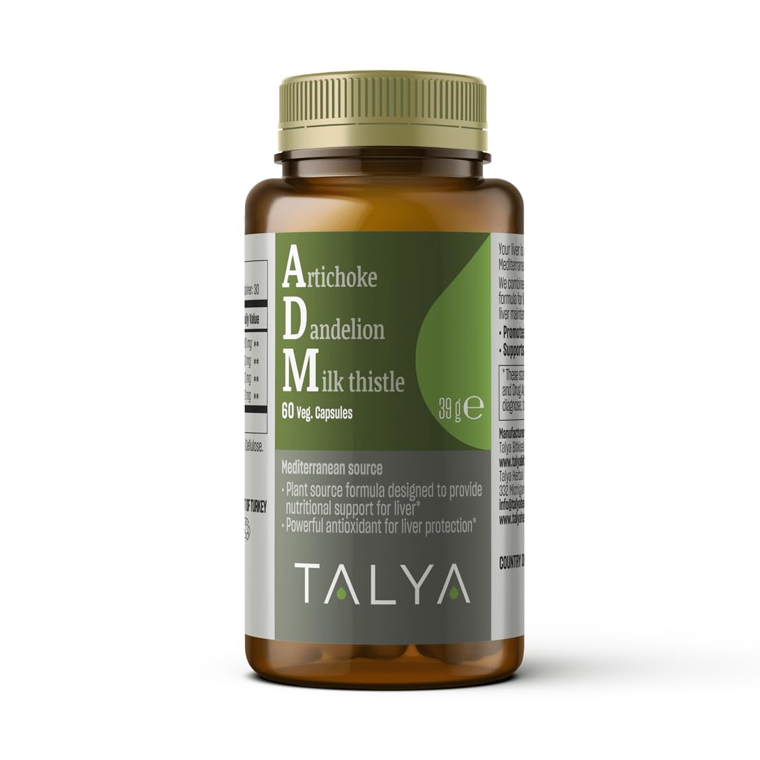 Talya Adm Artichoke Dandelion Milk Thistle Dietary Supplement - 60 Capsules for Liver &amp; Digestive Health Support
