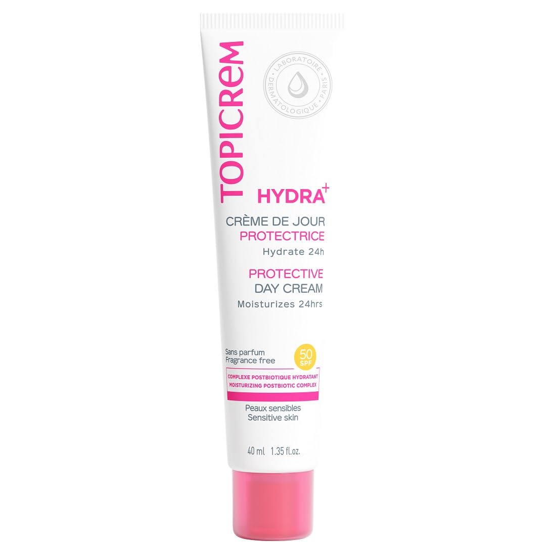 Topicrem Hydra+ Daily Protective Sunscreen SPF50 - Non-Greasy, Fragrance-Free, Hydrating Daily Moisturizer for Sensitive