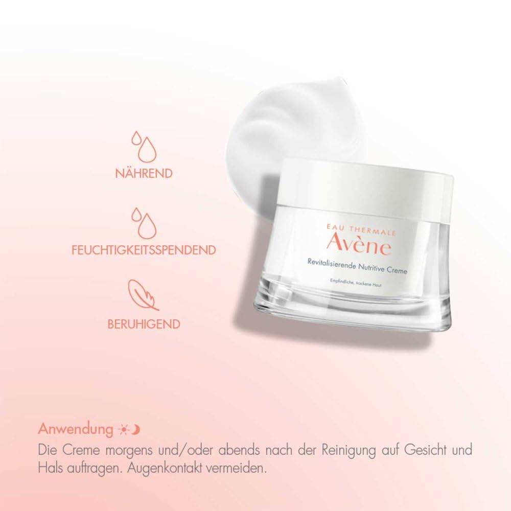 Avene Moisturizing Cream for Dry &amp; Sensitive Skin - Rich Hydration &amp; Nourishment with Vitamin E &amp; Thermal Water
