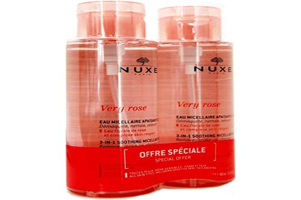 Nuxe Very Rose 3-in-1 Micellar Water - Gentle Makeup Remover &amp; Cleanser for Sensitive Skin
