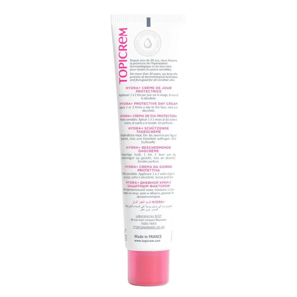 Topicrem Hydra+ Daily Protective Sunscreen SPF50 - Non-Greasy, Fragrance-Free, Hydrating Daily Moisturizer for Sensitive
