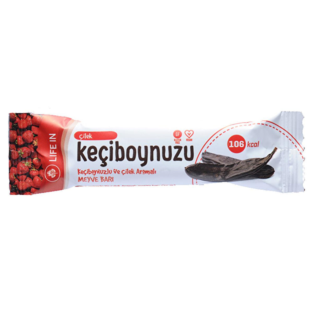 Life In Strawberry Flavored Fruit Bar with Carob - Healthy Snack, Natural Ingredients, No Added Sugar - Food & Candy
