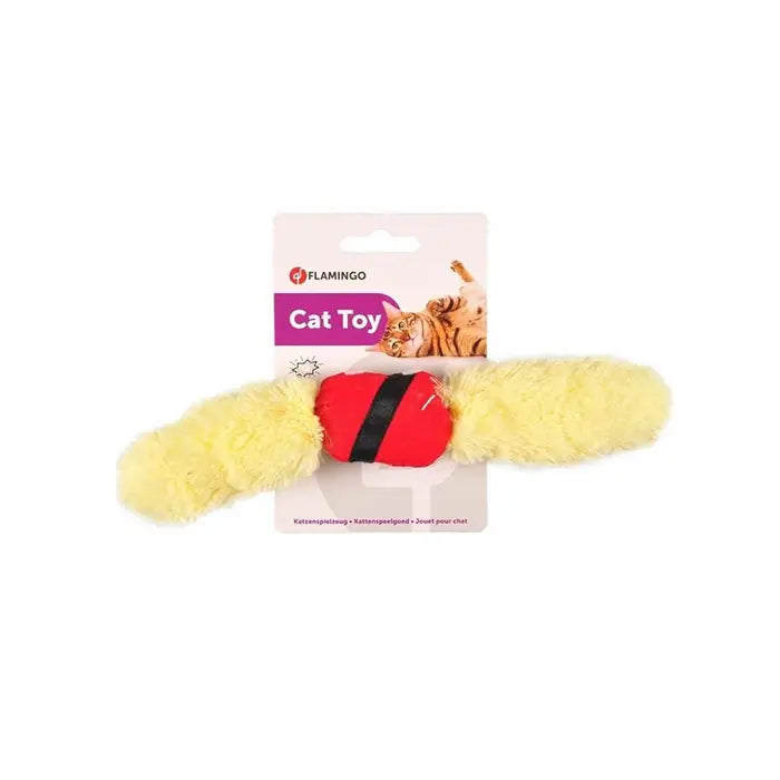Flamingo Soccer Feathered Cat Wand Toy in Black