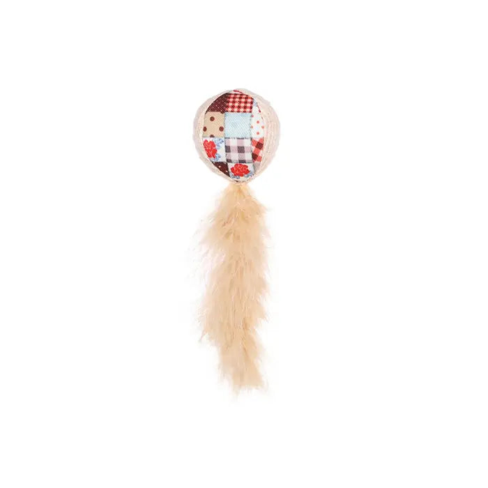 Flamingo Vinta Catnip Crinkle Ball with Feathers Cat Toy