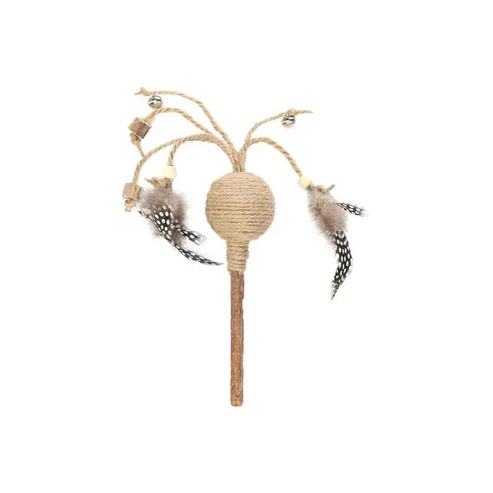 Flamingo Yutsa Feathered Wicker Ball Wand Cat Toy