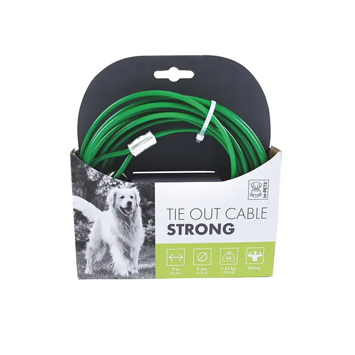M-Pets Strong Garden Tie Out Cable for Dogs 9m Green