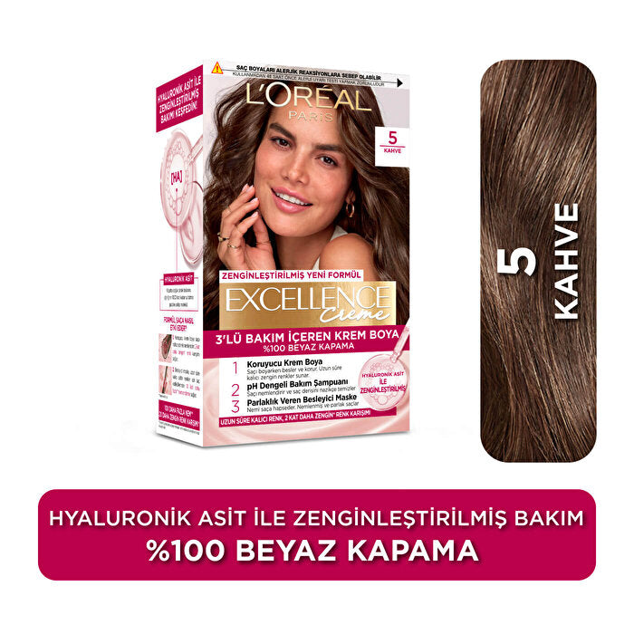 L'Oréal Paris Excellence Crème Hair Color 5 Brown - 100% Gray Coverage | Rich Color - view 2