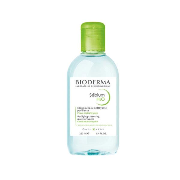 Bioderma Sebium H2O Cleansing Water for Combination/Oily Skin - 8.45 fl oz, Non-Comedogenic, No-Rinse - Makeup Remover