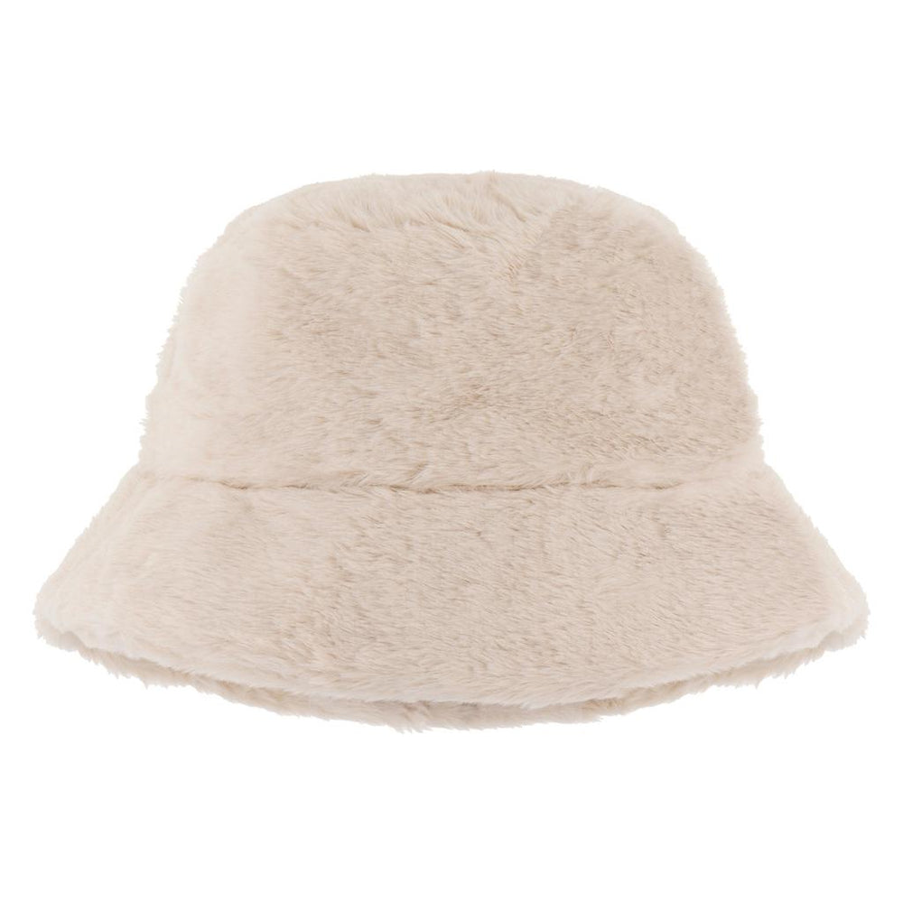 Eklips Beige Plush Bucket Hat for Winter Cozy Style