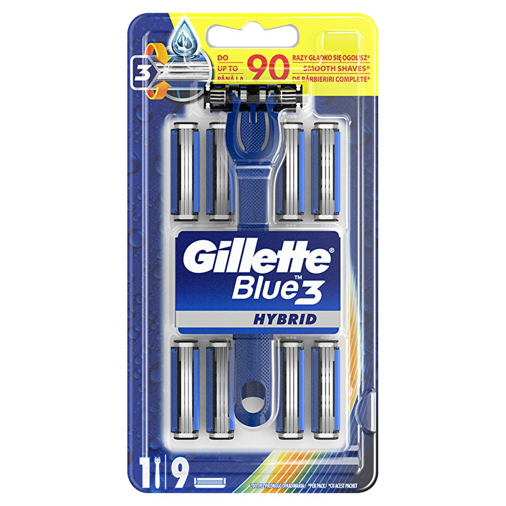 Gillette Men's Razors - Gillette Blue 3 Hybrid Razor with 9 Replacement Blades - Sensor3 Men's Shaving Kit - view 2