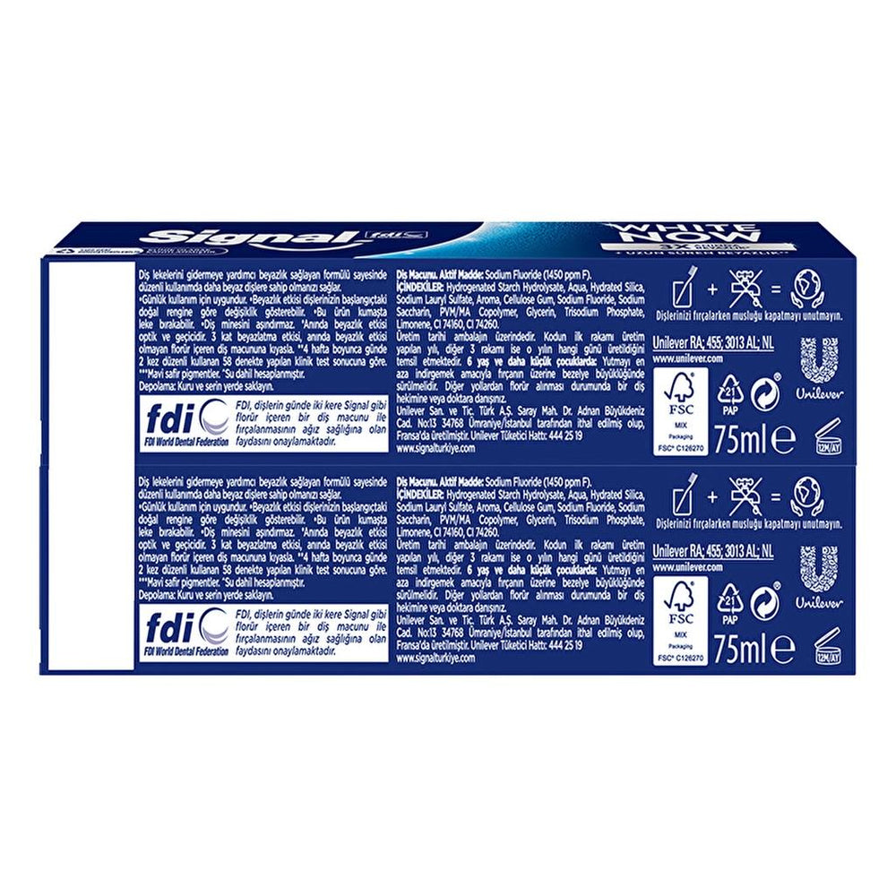 Signal White Now Original Toothpaste for Long Lasting White 75 ml x 2