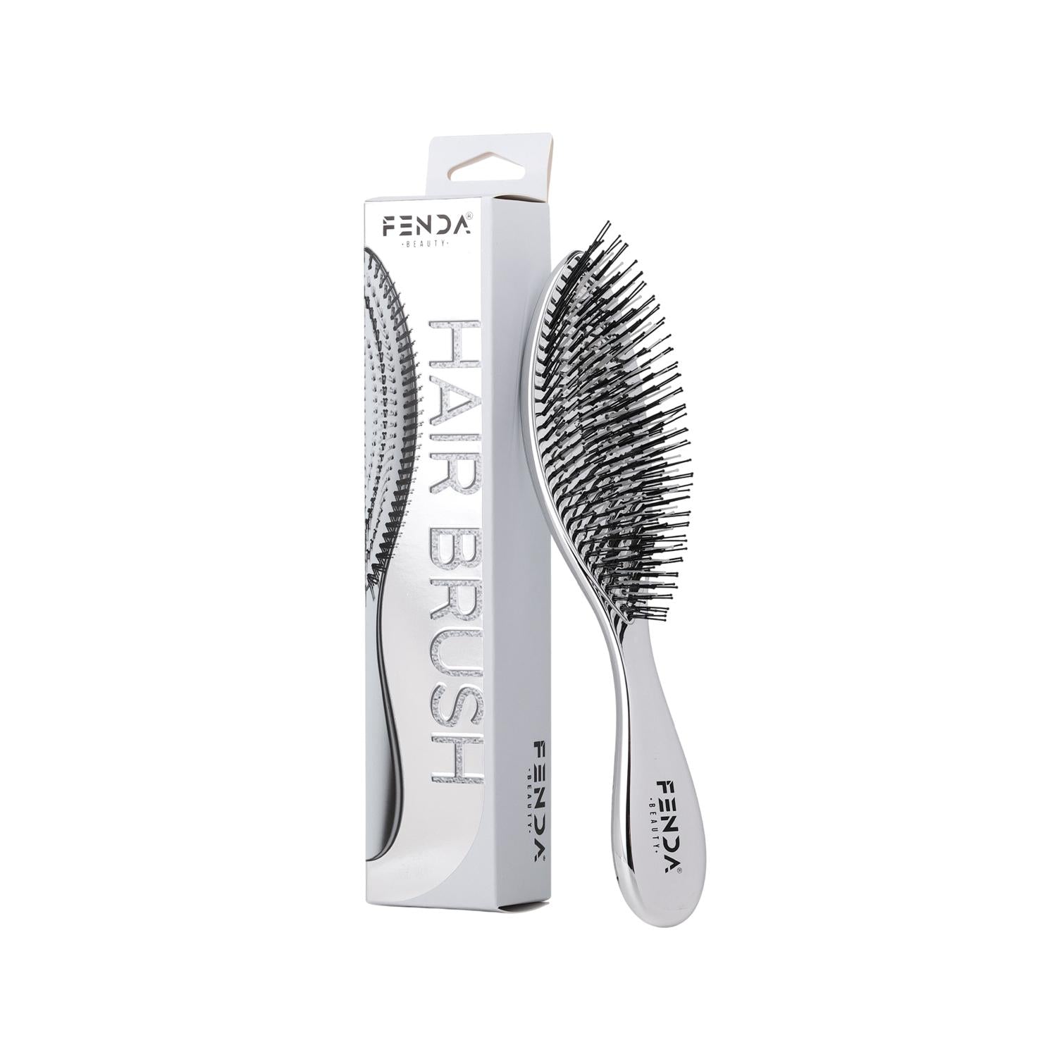 Fenda Professional 4-Pin Narrow Hair Brush Chrome Silver