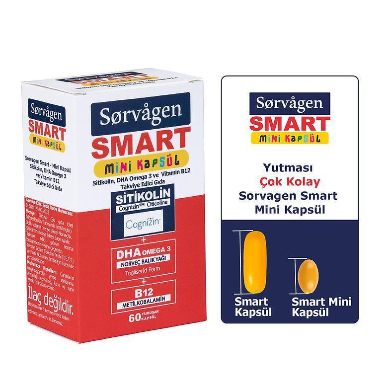 Sorvagen Dietary Supplement - 60 Mini Capsules with DHA Omega 3, Sitikolin, and Vitamin B12 - Vitamin & Supplement