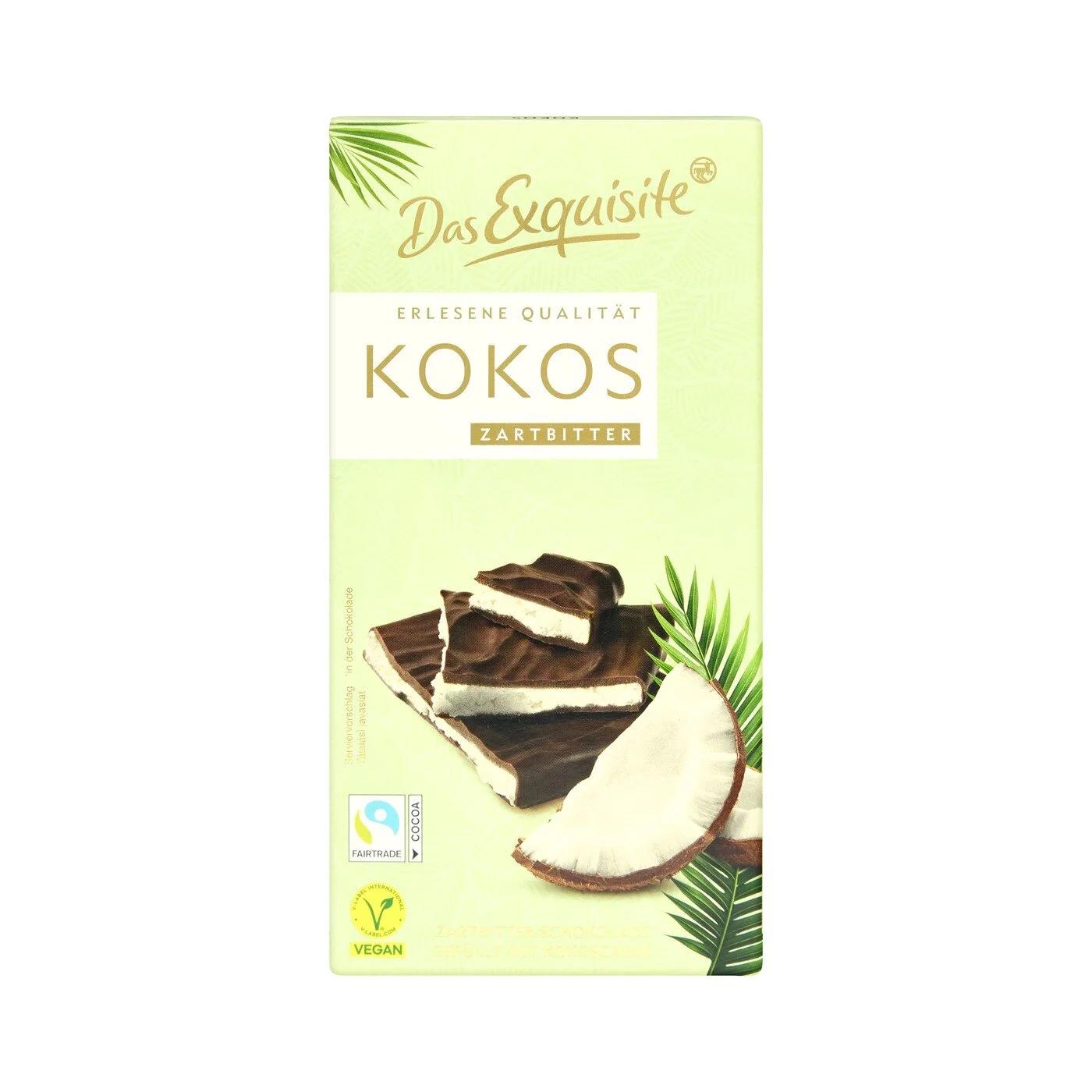 Das Exquisite Coconut Dark Chocolate Bar Rich Cocoa 140g