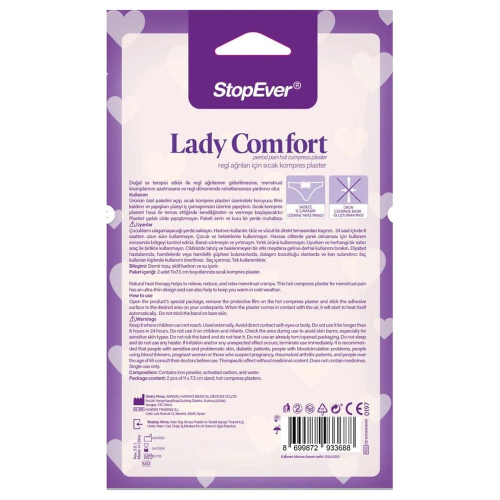 StopEver Lady Comfort Heating Patches for Menstrual Comfort 2 Count