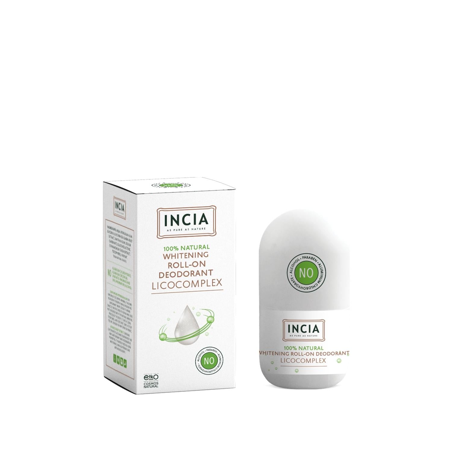 Incia Natural Whitening Roll On Deodorant 50 Ml - Non-Antiperspirant, Natural Mineral Salt, Licorice Root Extract - image 2