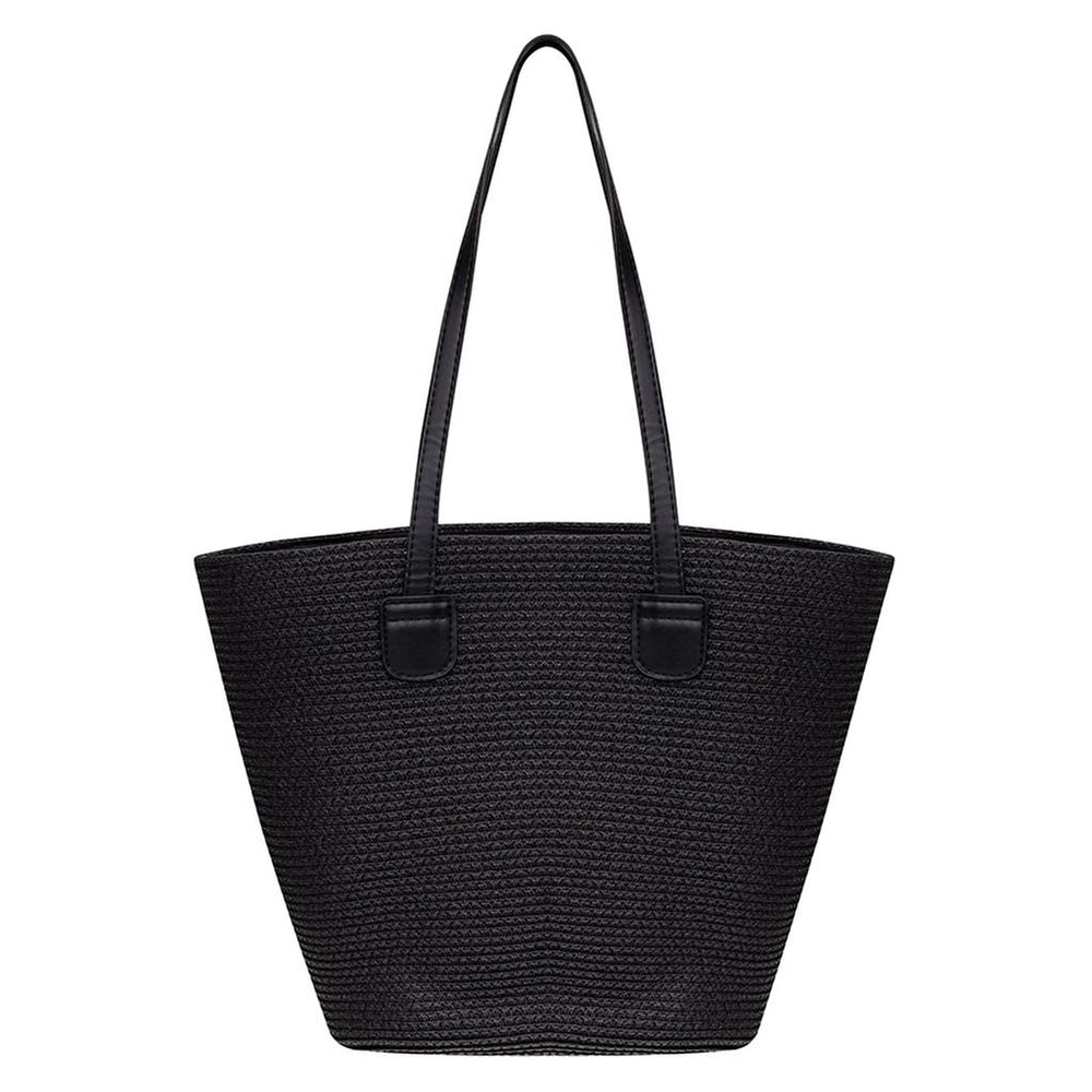 Eklips Black Straw Beach Bag for Summer Travel