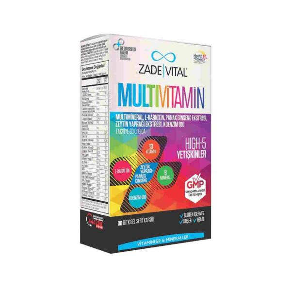 Zade Vital Multivitamin High-5 for Adults and Children Over 11 - Comprehensive Vitamin and Mineral Supplement with Ginseng Zade Vital Multivitamin High-5 - Best Multivitamin for Adults multivitamin,dietary supplement,adult health supplement,vitamin and mineral supplement,Panax Ginseng supplement,health and wellness,vitamins and minerals,vegetarian,vegan,supplement capsules,health supplements,wellness products