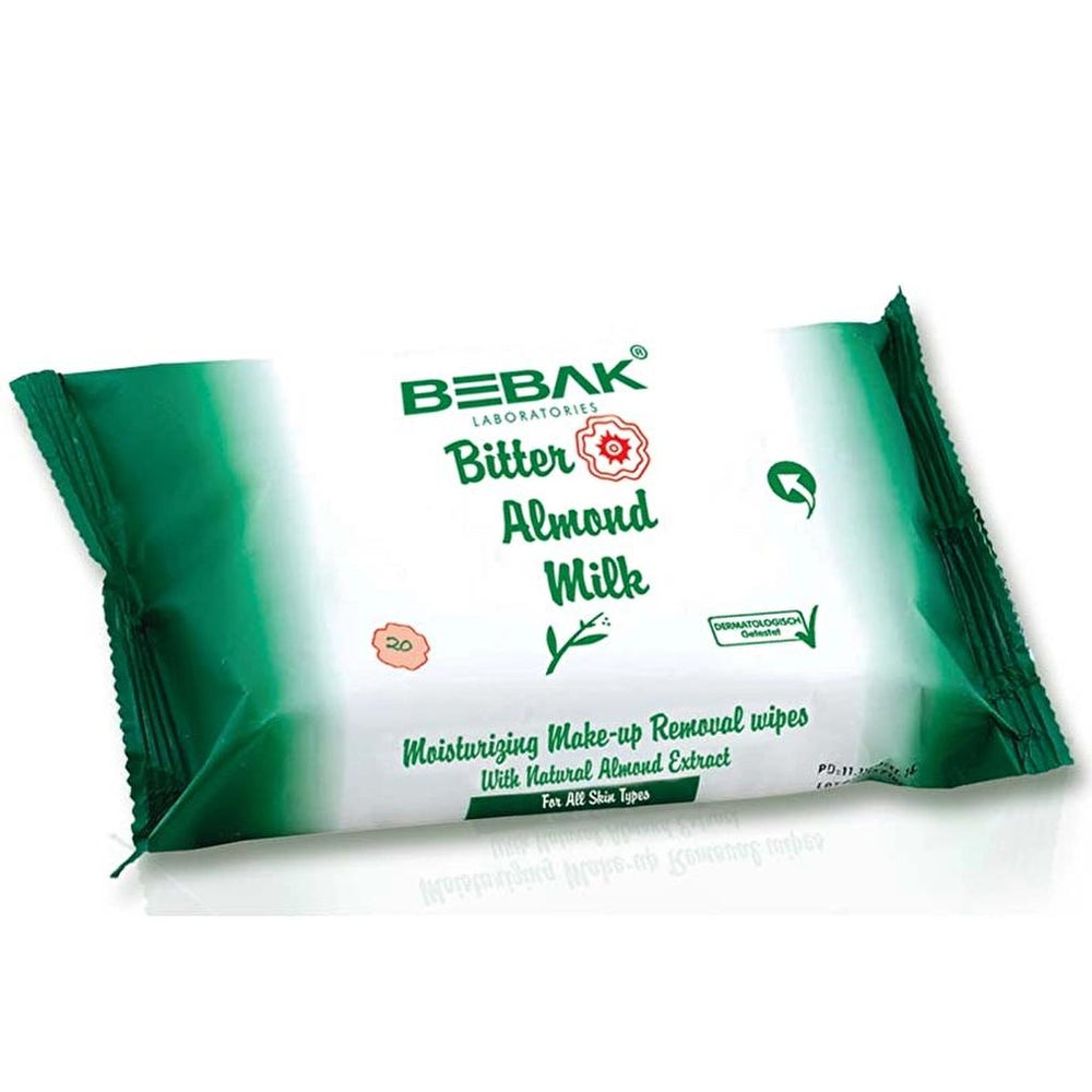 Bebak Bitter Almond Milk Makeup Remover Wipes 20 Count