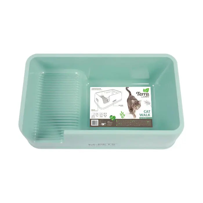 M-Pets Terra Cat Walk Open Top Litter Box Sea Green