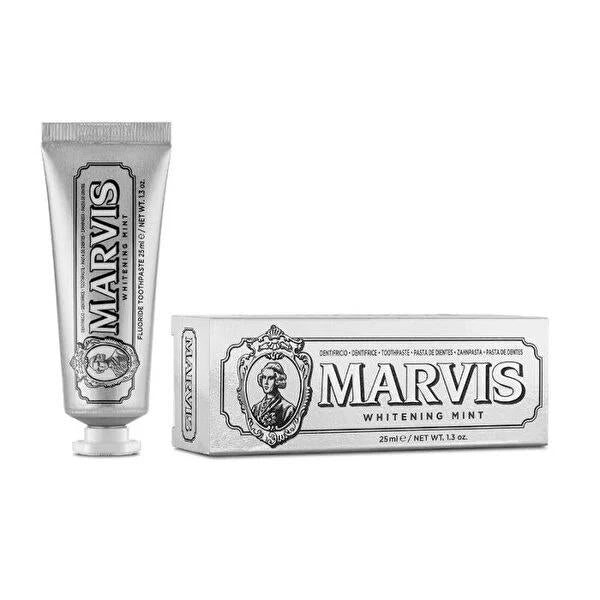 Marvis Whitening Toothpaste - Gentle, Effective Oral Care for a Brighter Smile - 25ml Marvis Whitening Toothpaste - Gentle & Effective whitening toothpaste, gentle toothpaste, oral care, dental hygiene, teeth whitening, Marvis, cosmetic, oral health, toothpaste, dental care, smile brightening, long-lasting freshness