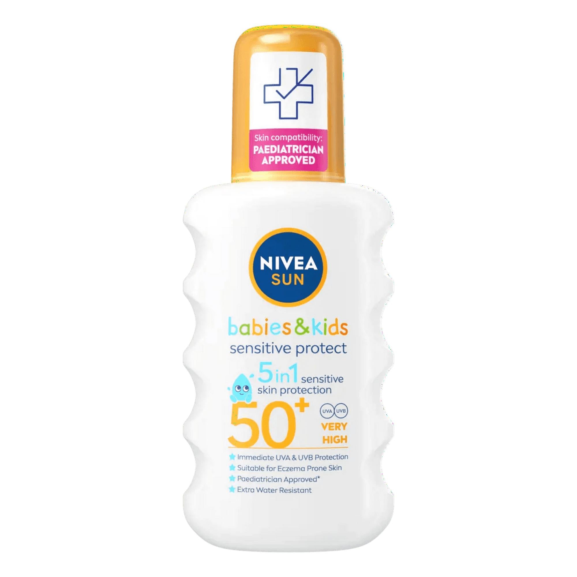 Nivea Sun Kids Sensitive Protect SPF 50+ Sun Lotion Spray 200ml / 6.8 Fl.oz