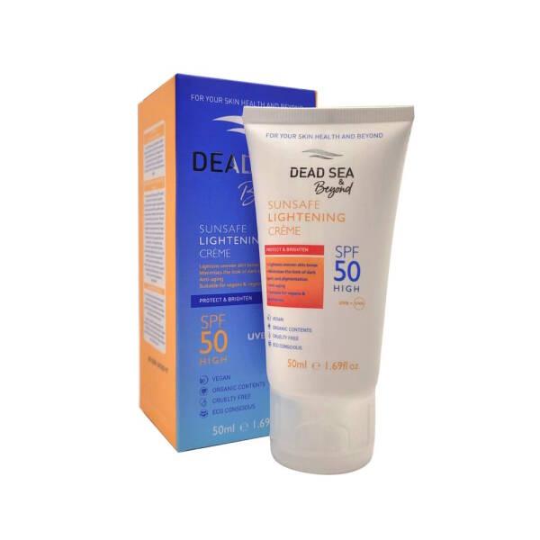Dead Sea & Beyond Sunsafe Lightening SPF50 Sunscreen Cream for Sensitive Skin - Organic & Natural Sun Protection - Sunscreen