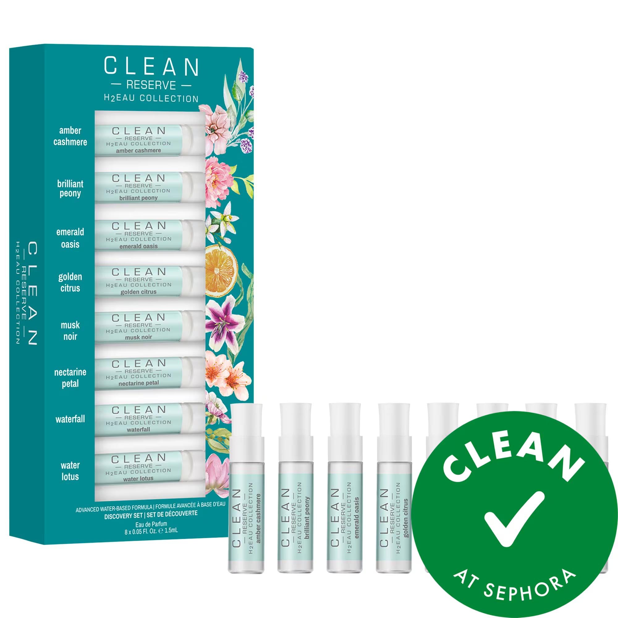 CLEAN RESERVE H2Eau Eau de Parfum Discovery Set - Eco-Friendly Perfume Sampler with 8 Travel-Size Scents CLEAN RESERVE H2Eau Perfume Discovery Set - 8 Eco-Friendly Scents perfume discovery set, eau de parfum sampler, sustainable perfumes, eco-friendly fragrances, clean beauty products, travel-size perfumes, gift sets, fragrance sampler, CLEAN RESERVE, H2Eau, eco-conscious perfumes, natural perfumes, gentle perfumes, long-lasting fragrances, hydrating perfumes, EARTHDAY.ORG, Protect Our Oceans, CLEAN at Seph