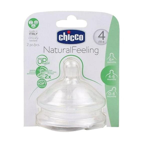 Chicco Natural Feeling Silicone Baby Bottle Teat Set Of 2 Adjustable 4+Months 8058664008247