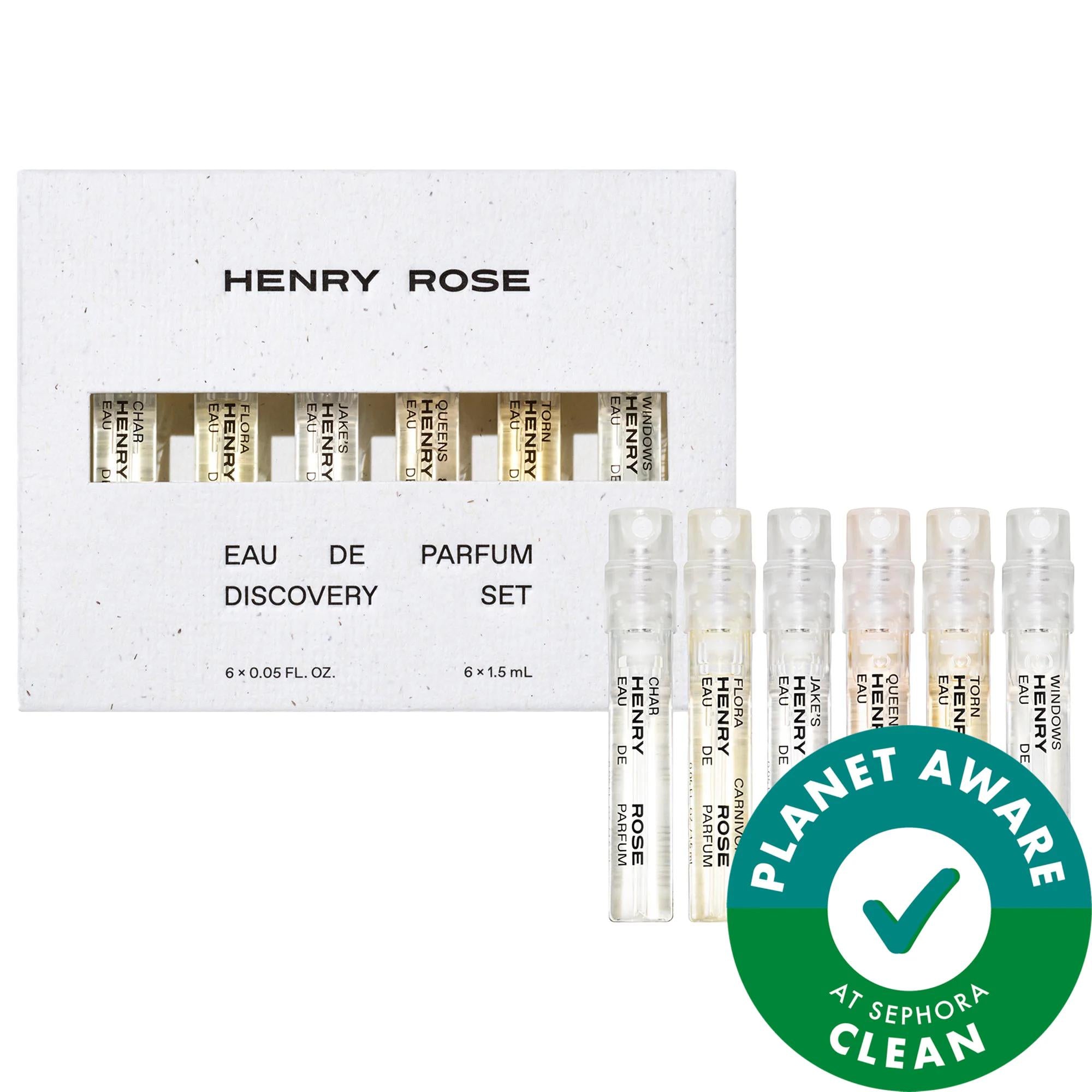 Henry Rose Eau de Parfum Discovery Sampler Set - 6 Unique Fragrances, Clean Beauty, EWG Verified &amp; Cradle to Cradle Certified Henry Rose Fragrance Discovery Set - Clean &amp; Sustainable fragrance discovery set, clean beauty, sustainable fragrances, EWG Verified fragrances, Cradle to Cradle Certified products, fragrance gift set, unique fragrances, eco-friendly beauty products, luxury fragrances, women&#39;s fragrances, men&#39;s fragrances, genderless fragrances, perfume samplers