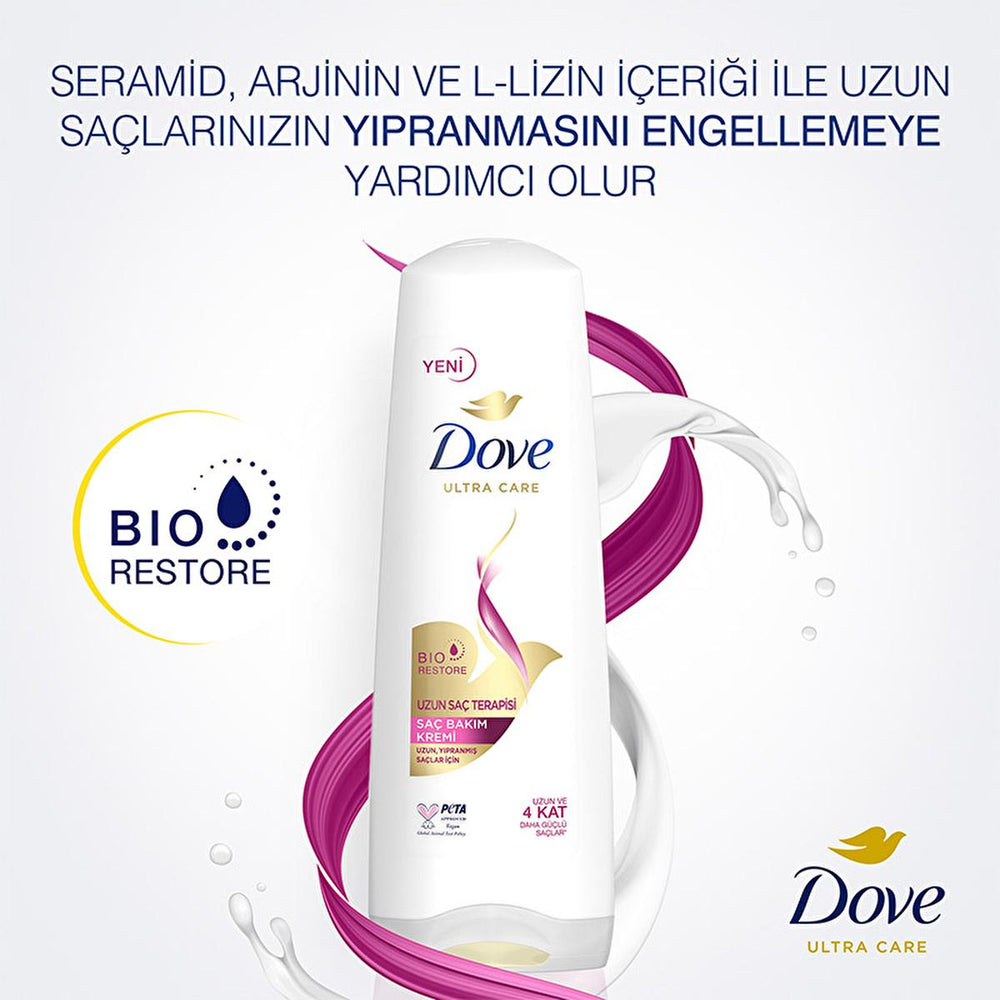 Dove Ultra Care Long Hair Therapy Conditioner - Repair Damaged Hair & Split Ends, Vegan & Cruelty-Free - 11.83 fl oz Dove Long Hair Therapy: Repair Damage & Split Ends - Vegan hair conditioner, long hair care, damaged hair treatment, split ends repair, vegan hair conditioner, cruelty-free hair care, hair growth conditioner, Dove hair conditioner, hair moisturizing conditioner, hair therapy conditioner, long hair, hair repair, split ends, breakage, vegan, cruelty-free, PETA approved, Bio-Restore Complex, Cer