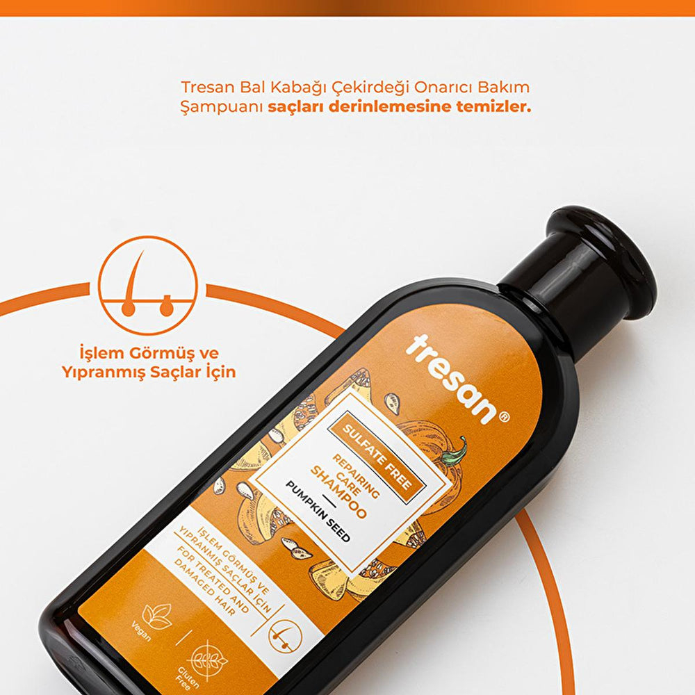 Tresan Sulfate-Free Repair Shampoo with Pumpkin Seed Oil - Gentle, Nourishing, and Natural Hair Care for Damaged - view 3