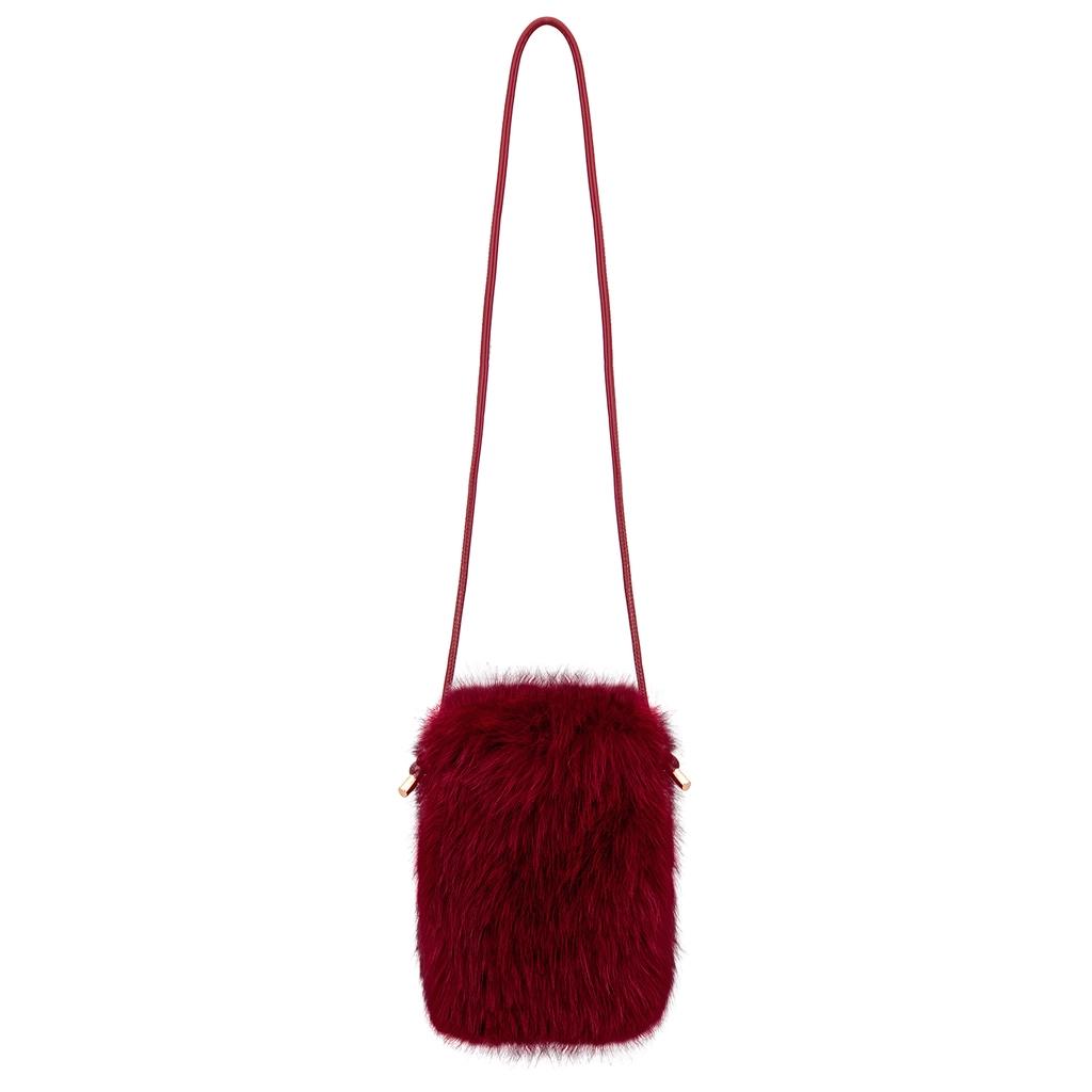 Eklips Burgundy Plush Phone Bag for Daily Use