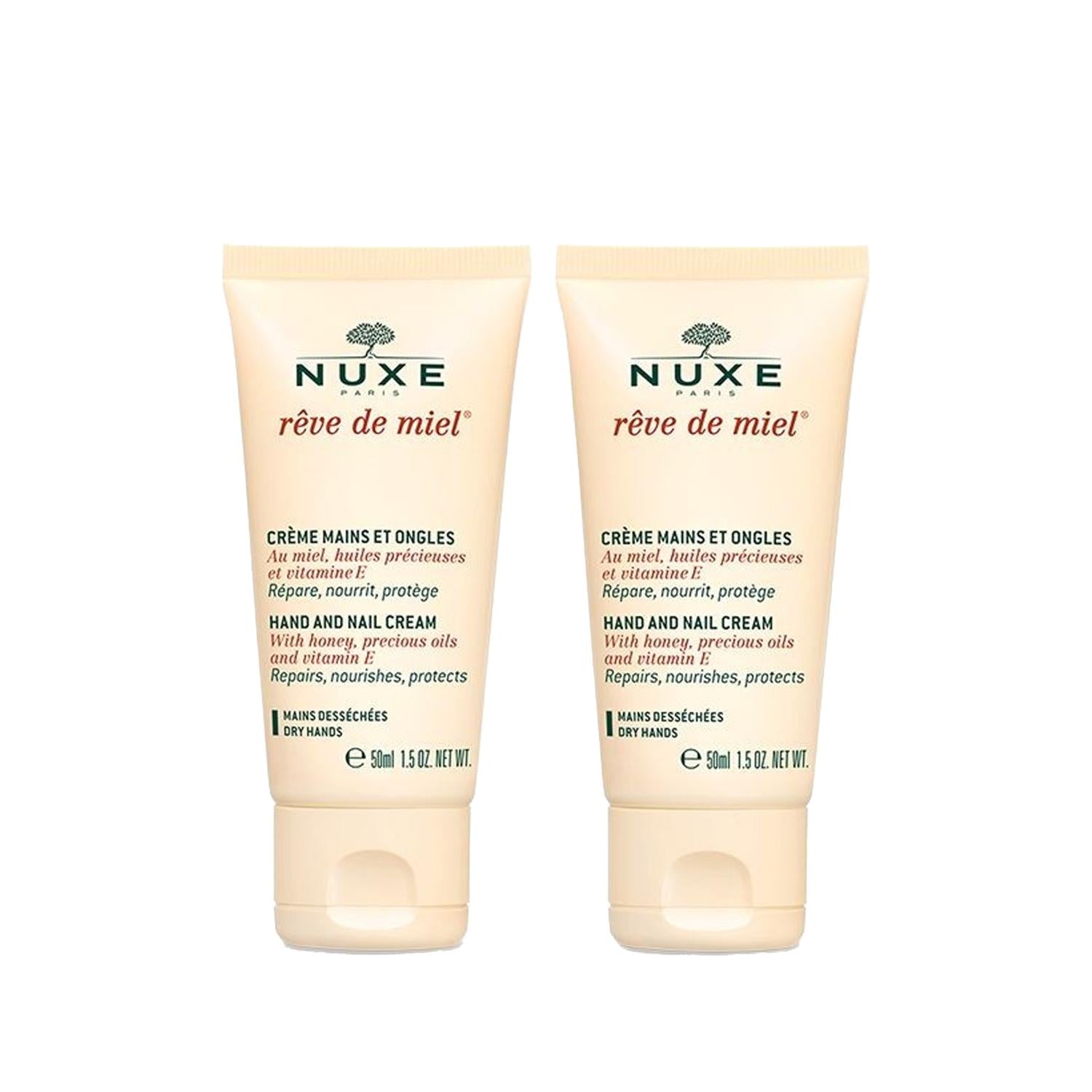 Nuxe Reve De Miel Hand and Nail Cream - Moisturizing Formula for Dry Hands and Nails, 2 x 50ml Nuxe Reve De Miel Hand & Nail Cream - Moisturizing Formula Nuxe Reve De Miel Hand Cream, Nail Care Cream, Moisturizing Hand Cream, Hand and Nail Moisturizer, Nuxe Hand and Nail Cream, Hand Care, Nail Care, Moisturizing Cream, Skincare, Personal Care, Grooming, Dry Hands, Dry Nails, Hydrating Hand Cream