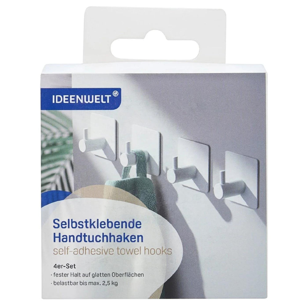 Ideenwelt White Wall Hook Set for Home Organization 4 Pieces