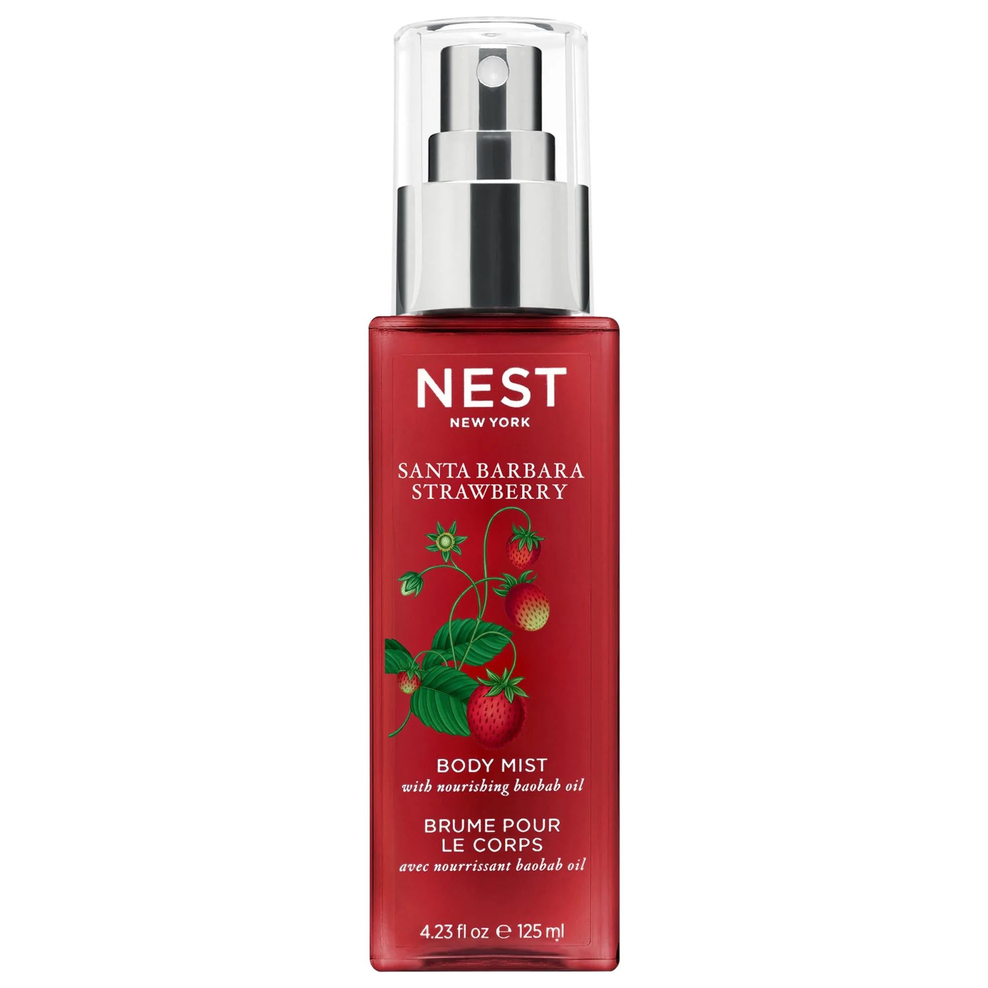 NEST New York Santa Barbara Strawberry Body Mist: Refreshing Fruity Floral Scent with Hydrating Aloe Vera & Baobab Oil; Lightweight Body Spray for Women NEST Strawberry Body Mist: Fruity Floral, Hydrating Aloe & Baobab Santa Barbara Strawberry Body Mist, Strawberry body mist, Fruity floral body mist, Lightweight body spray, Hydrating body mist, Body mist for women, NEST New York body mist, Strawberry peony body mist, Aloe vera body mist, Baobab oil body mist, body mist, fragrance, floral, fruity, strawberry
