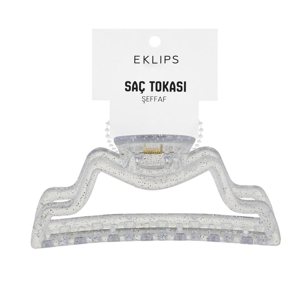 Eklips Curved Claw Hair Clip in Glittery Transparent