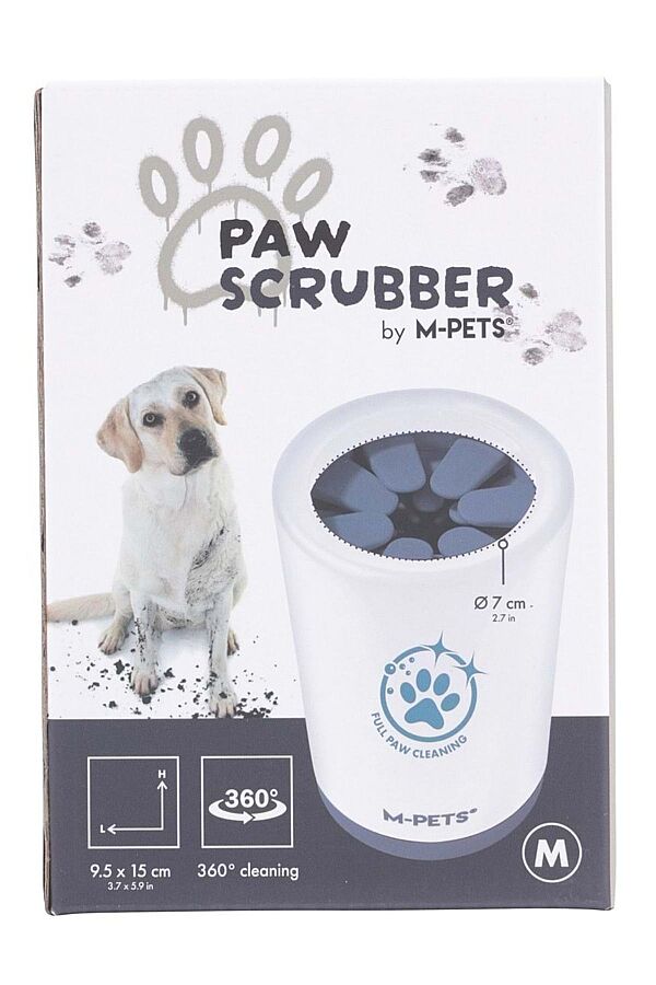 M-Pets Paw Scrubber Gentle Silicone Pet Foot Cleaner White Medium