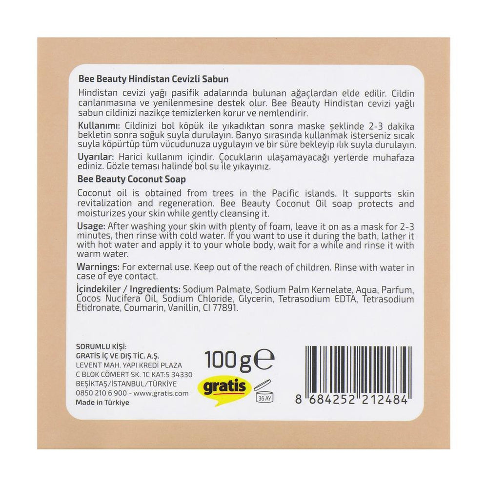 Bee Beauty Coconut Bar Soap Hydrating Cleanser 100g