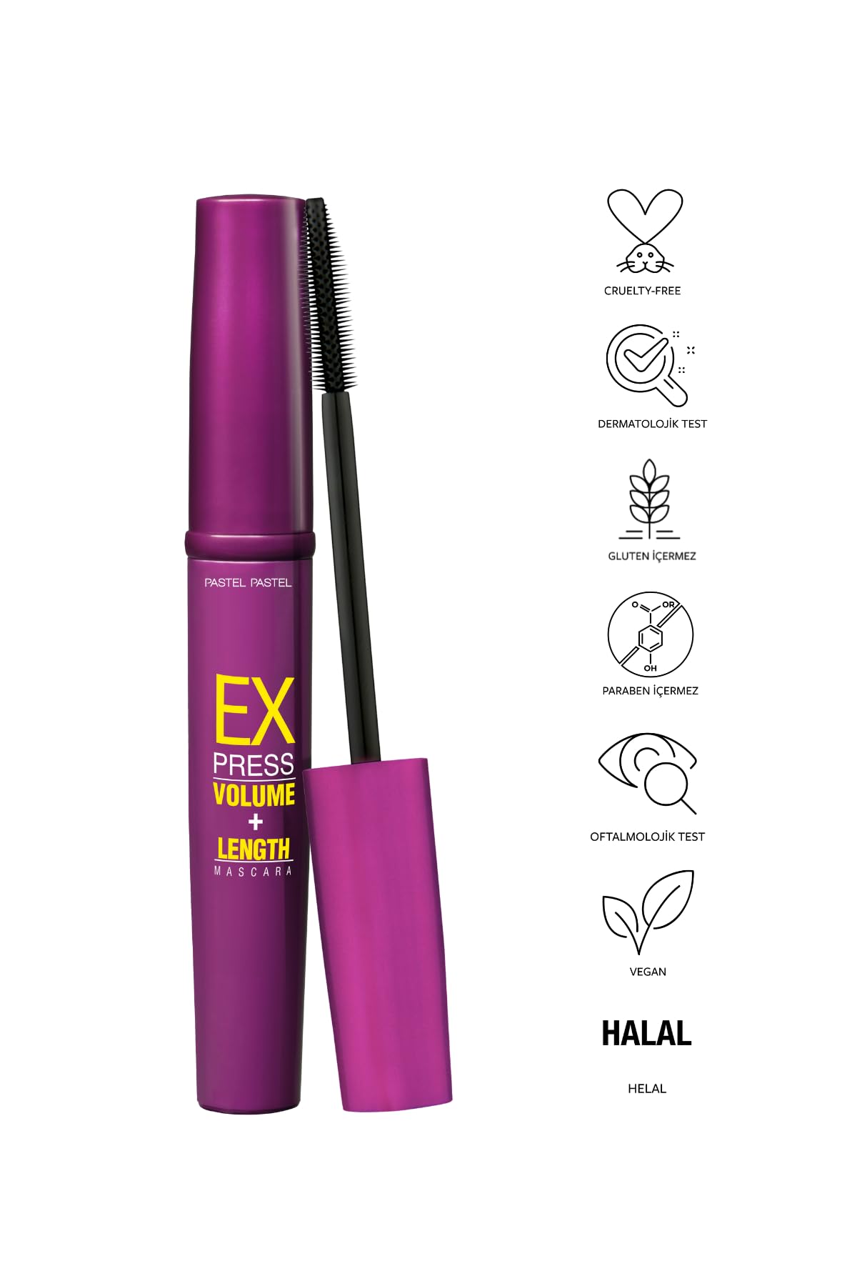 Pastel Pastel Express Volume Length Mascara Black 10ml - Enhances Eyelashes with Volumized and Lengthened Look