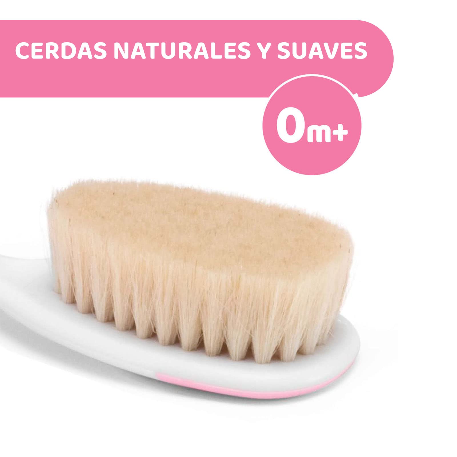 Chicco Baby Hair Brush and Comb Set for Newborns - Gentle Natural Bristle Brush and Safe Round-Tipped Comb for Infant Ha