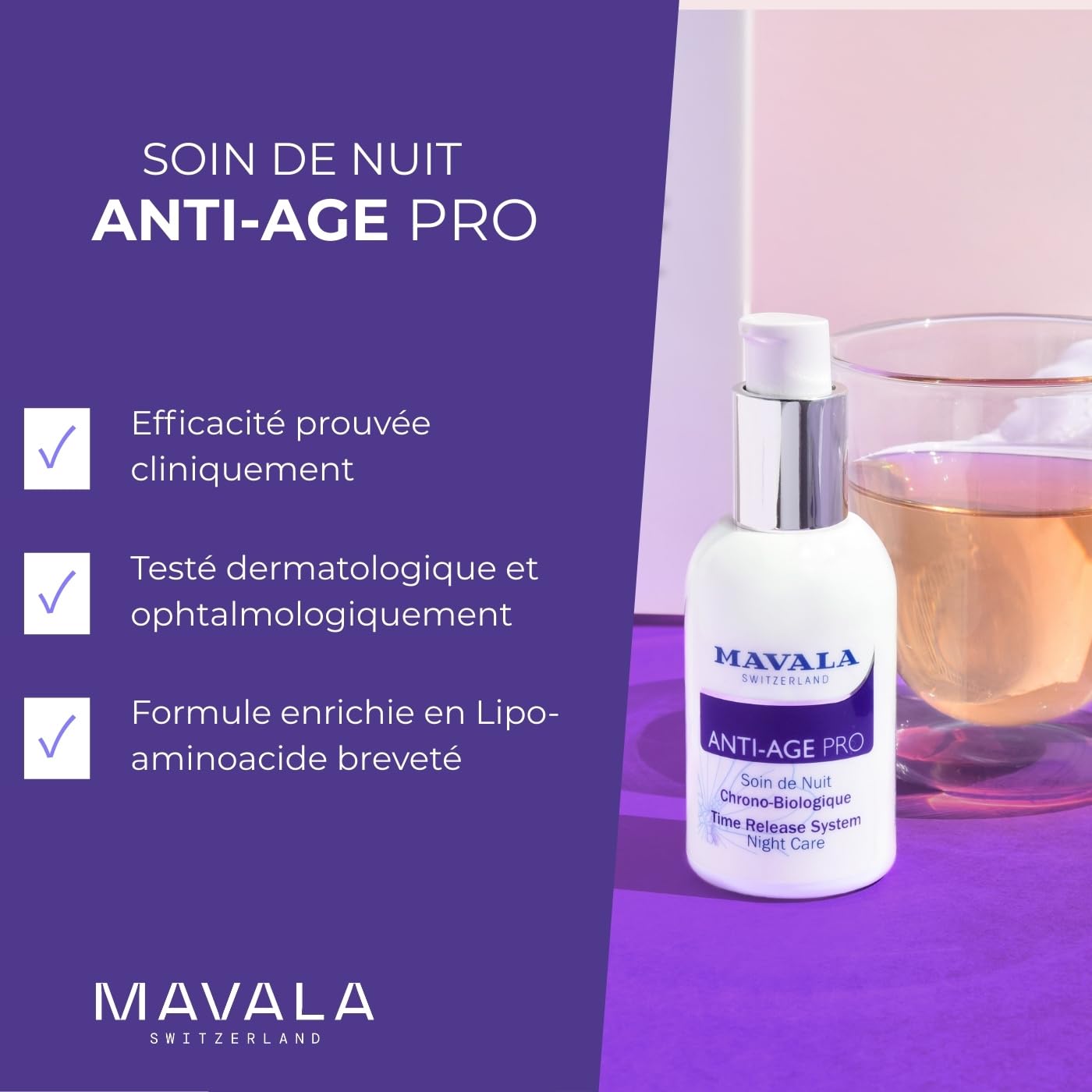 Mavala Anti-Age Pro Time Release System Night Care Cream - Anti-Aging Night Cream with Suteresi Özü and Alp Gülü Extract