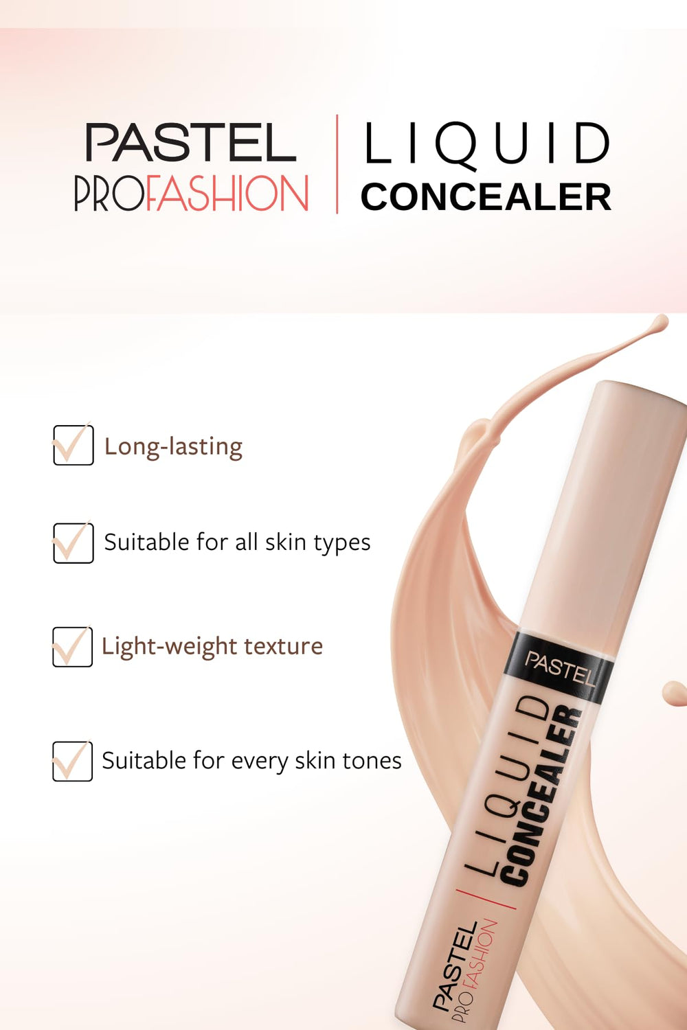 Pastel Profashion Liquid Concealer 101 Porcelain - 7ml, Smooth Coverage for Flawless Skin
