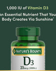 Nature's Bounty Vitamin D3 1000 IU Supplement - 100 Softgels, Gluten-Free, Supports Bone Health & Immune Function