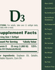 Nature's Bounty Vitamin D3 1000 IU Supplement - 100 Softgels, Gluten-Free, Supports Bone Health & Immune Function