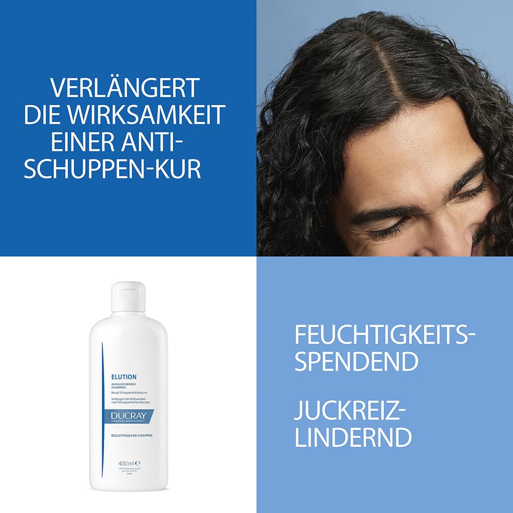 Ducray Elution Gentle Balancing Shampoo for Colored Hair - 400ml, Preserves Color &amp; Gentle for Frequent Use