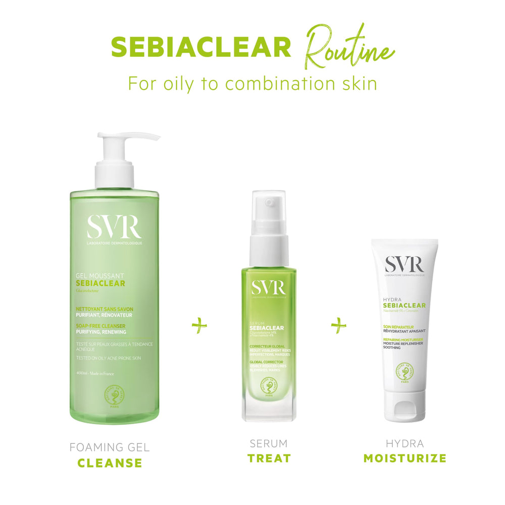 SVR Sebiaclear Serum 30ml - Non-Comedogenic Skincare for Oily Skin, Hypoallergenic Serum with Gluconolactone & Salicylic