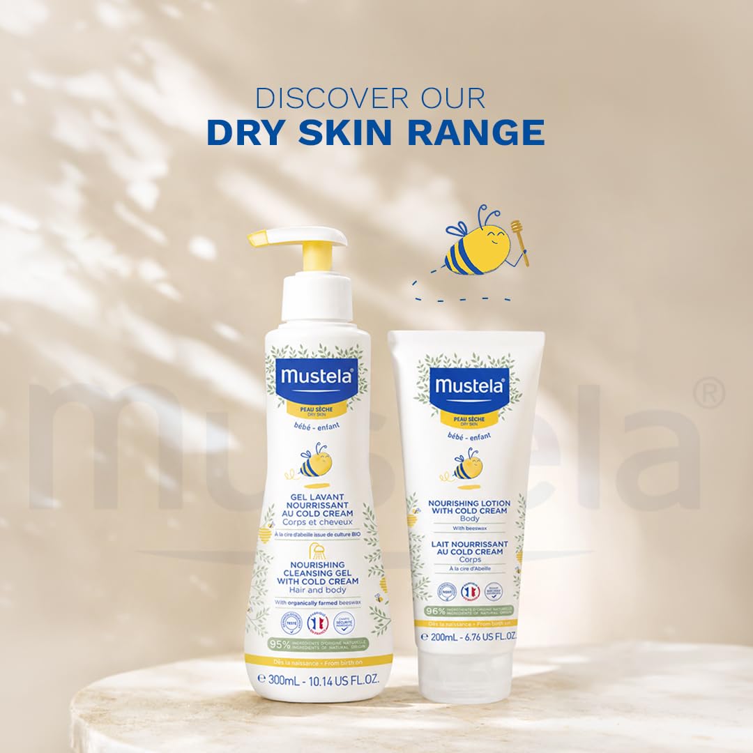 Mustela Nourishing Cleansing Gel with Cold Cream for Newborns &amp; Dry Skin - Gentle, Natural Baby Care